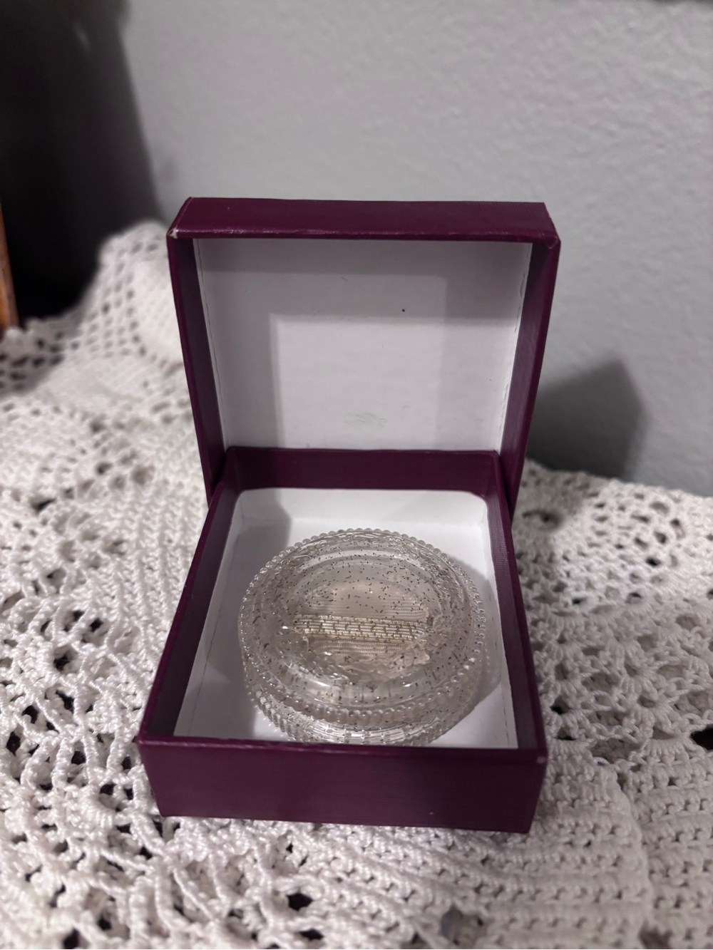 Vintage Clear Glittered Ring Box